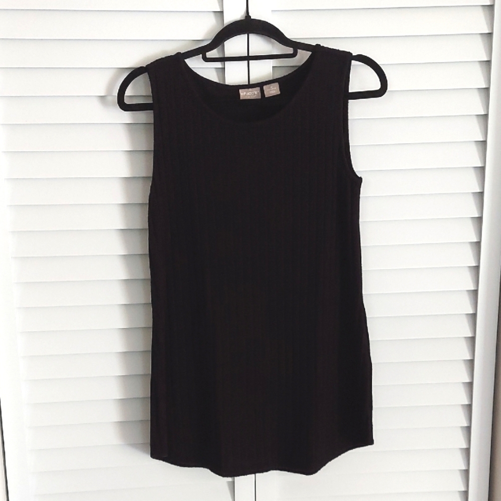 Chicos Top, Size M Tank, Black Knit, Vertical Ribbing
